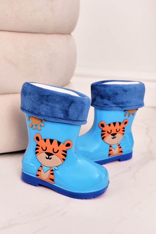 Detské izolované galoshes s modrým tigerom