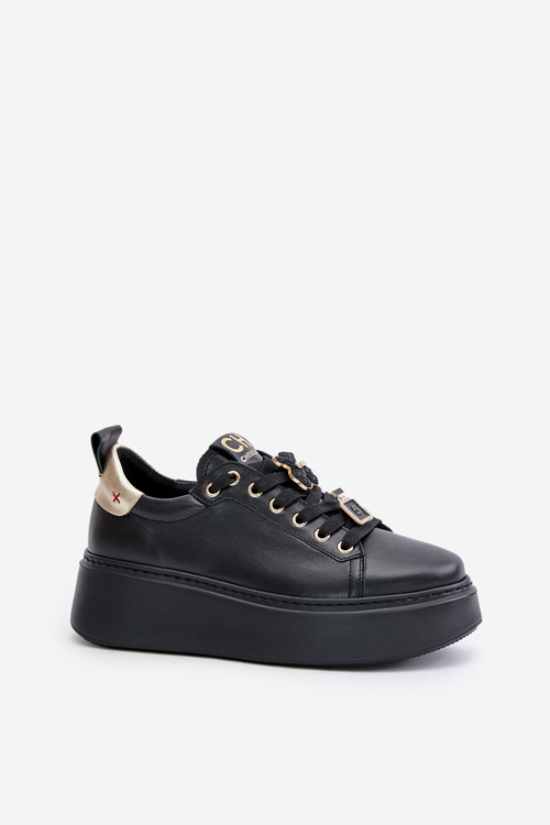Dámské Kožené Tenisky S Připínáčky Na Platformě CheBello 4596 Černé