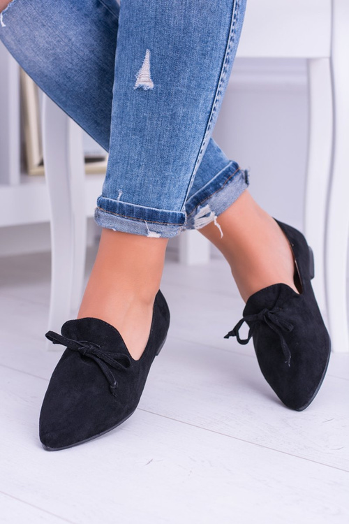 Lu Boo černé baleríny semišové Loafers Feliciano