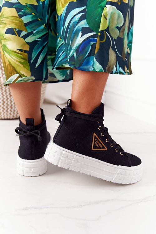 Dámské Vysoké Tenisky Na Platformě Černé Manhattan