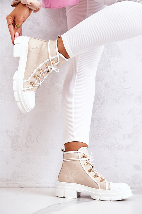 Kožené boty Béžová a bílá Letty