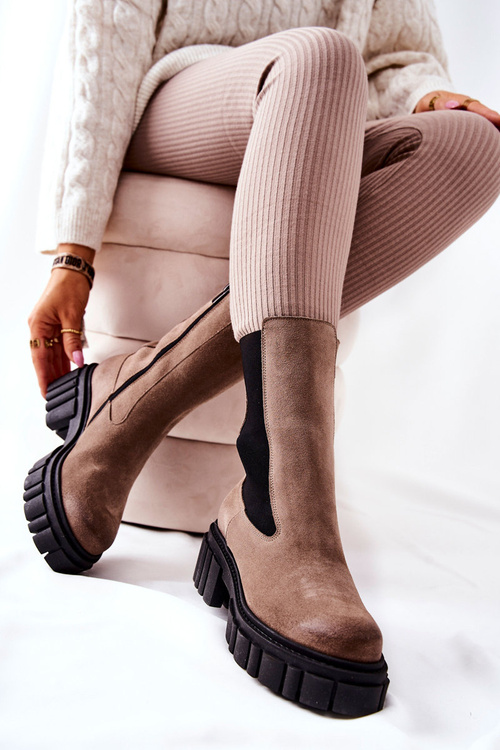 Kožené topánky Laura Messi Dark Béžová 2421