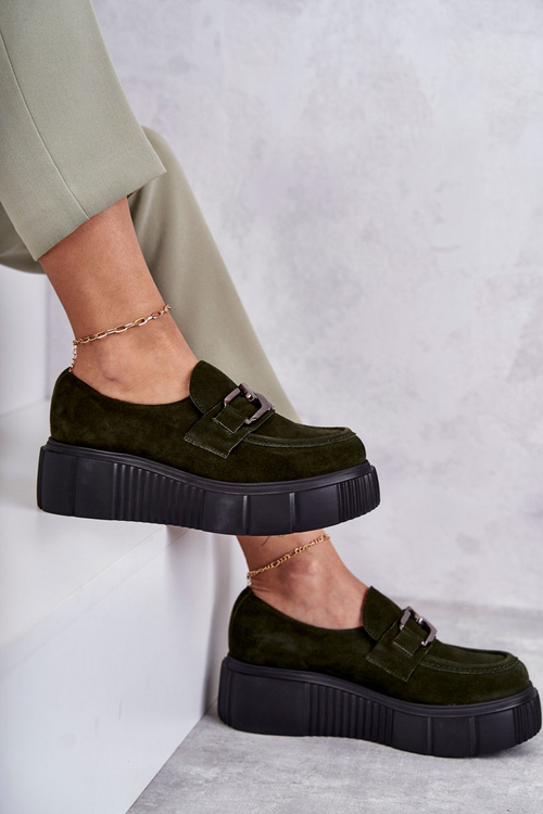 Módne semišové topánky na platforme Khaki Lemar Marsol