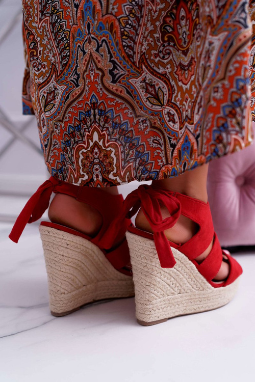 Dámské Sandály Na Klinu červené Yenga