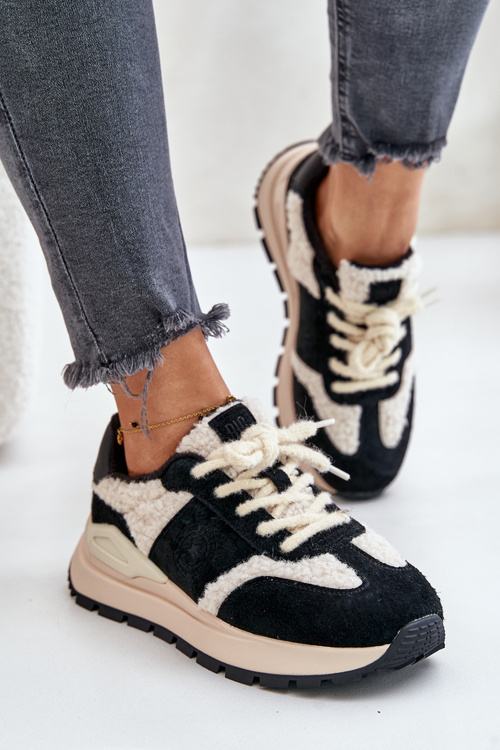 Zateplené dámské kožené sneakersy Big Star OO274A318 HI-POLY SYSTEM černé