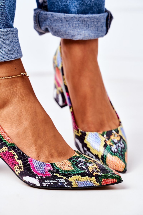 Kožené čerpadlá s hadím vzorom lewski topánky 2801 farebné