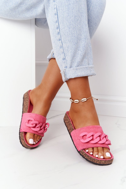 Suede Flip -flops na korkovej podrážke ružové makayla