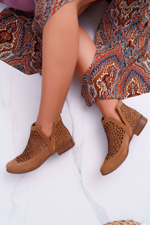 Dámské Kotníkové Boty Jarní Cowgirl Camel 2366 Draw