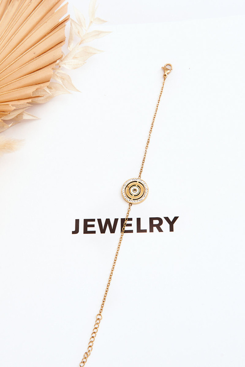 Oceľový náramok s kolesom a zirkónmi zlata