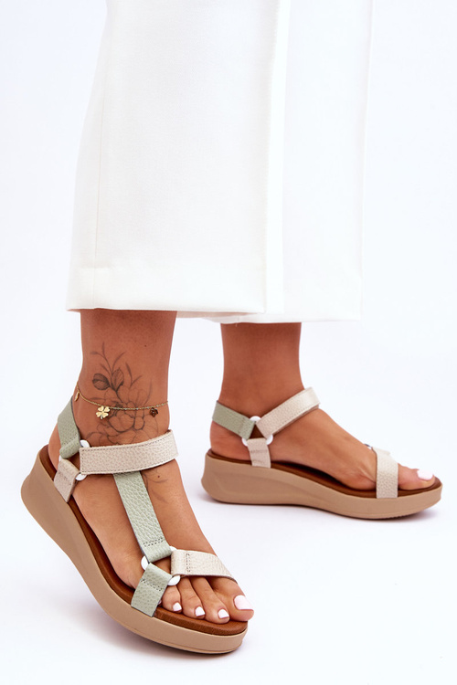 Kožené sandále Maciejka L5186-09 Green-Beige