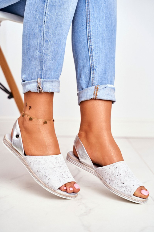 Dámské Sandály Ploché Sergio Leone Stříbrné SK030