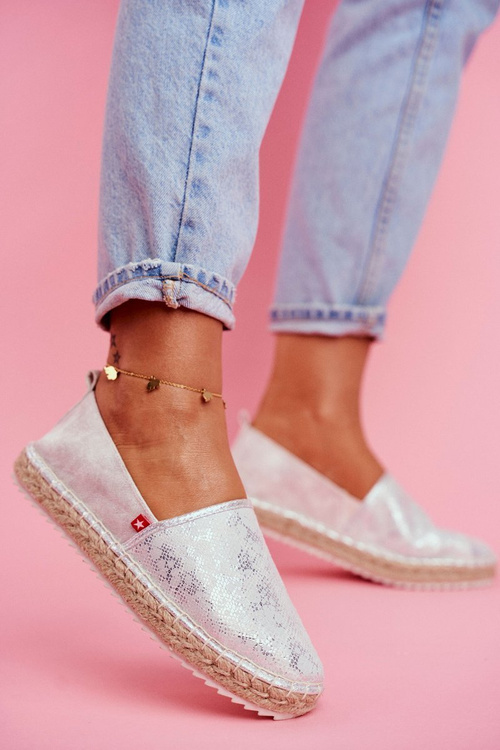 Ženské espadrilles prepletené strieborné jediné veľké hviezdy ff274a514