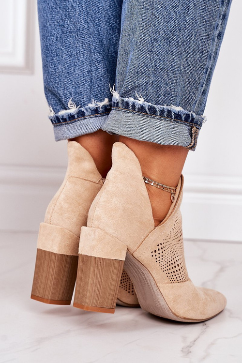 Prolamované Boty Na Sloupku Béžové Michelle