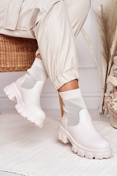 Dámské Ponožkové Boty Ecru Stormy