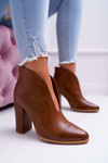 Dámské Kotníkové Boty Na Podpatku Slip-on s Výřezy hnědé Mantana