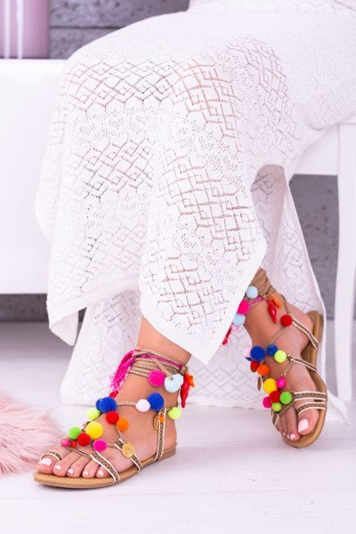 Lu Boo | Barevné sandály Pompoms Gladiator