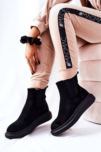 Suede topánky na topánkach Jodhpur na platforme Black Marissa