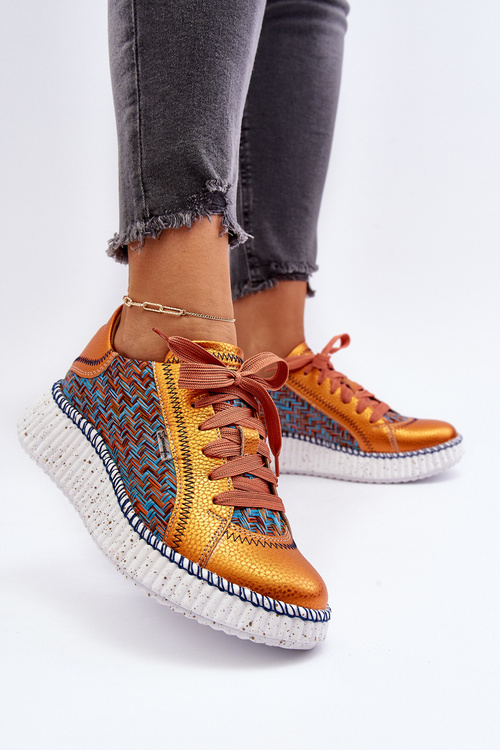 Kožené dámské sportovní boty Maciejka 06327-18 Oranžové