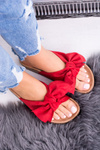 Dámske červené papuče na korku Dominica Bow