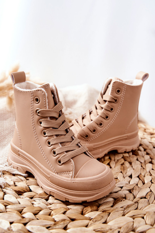 Detské kožené izolované tenisky béžové bomi