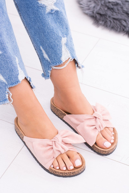 Dámské růžové Papuče Na Korku Mašle Wendy Dominica