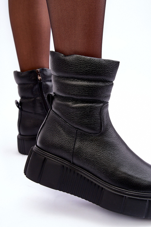 Dámske kožené topánky na platforme čierne lemar suum