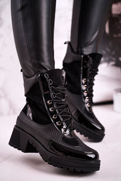 Kotníkové Boty Izolované Animal Print Černé Helena