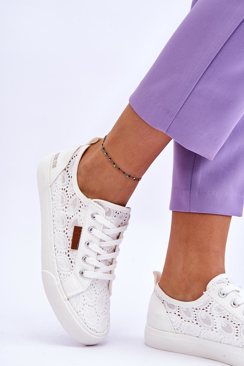 Ženské čipky tenisky veľká hviezda W274925 biela