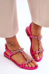 Dámské semišové sandály s kameny Fuchsie Calabrio