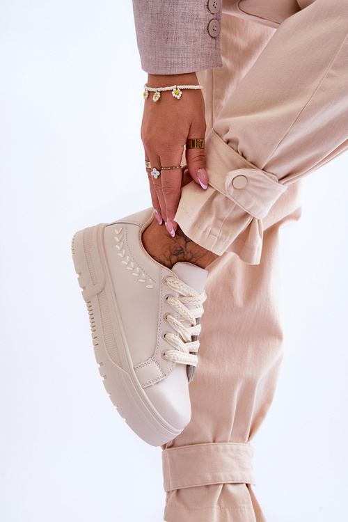 Pohodlné dámské sportovní boty na platformě béžová Devan