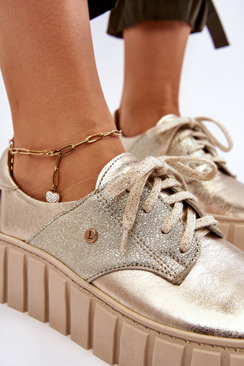 Zazoo 10128 Kožené Topánky na Platforme Zlaté