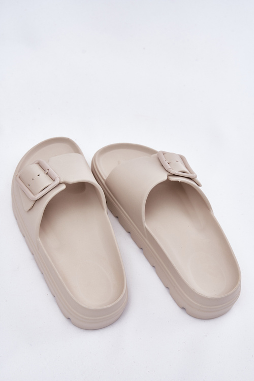 Dámske Pěnové Sandále Na Platforme S Prackou Béžové Viasara