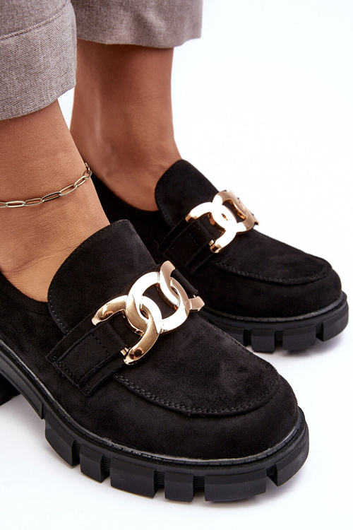 Dámské semišové polobotky s ozdobou černé Rullenes