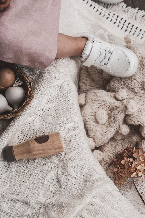 Dětské kožené sportovní boty na suchý zip Bílý Angel