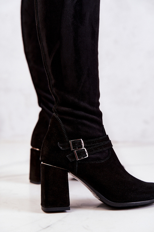 Čierne Arianne semišové vysoké podpätky