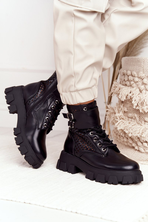 Prolamované Kotníkové Boty Na Platformě Černé Blown Away