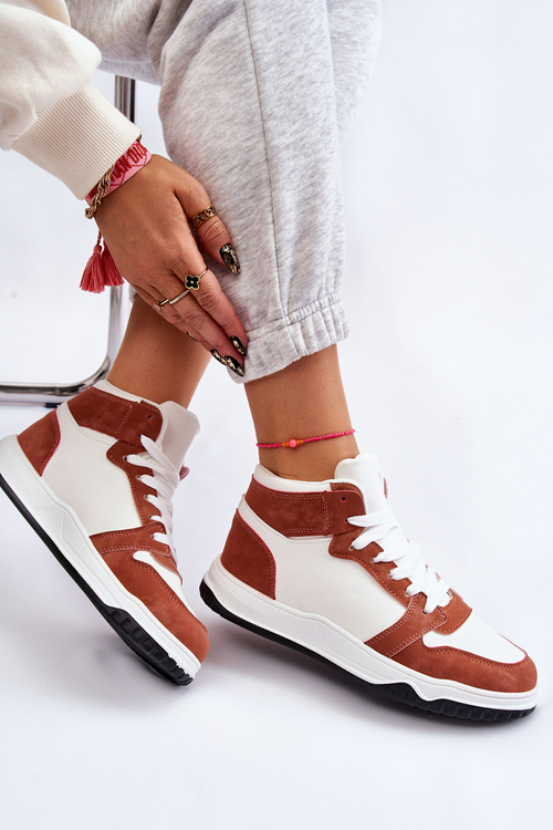 Vysoké dámské sportovní boty Tenisky Bílá a velbloudí Rumour