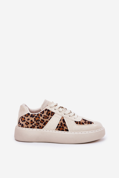 Dámské sneakers s leopardím vzorem na platformě béžové Nativira