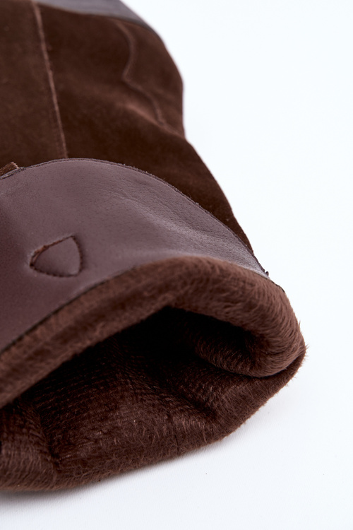 Kožené Semišové Dámske Kozačky Vyhrievané Čokoládové Urselle