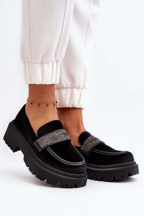 Dámské sametové mokasíny s ozdobou Černé Wendreda