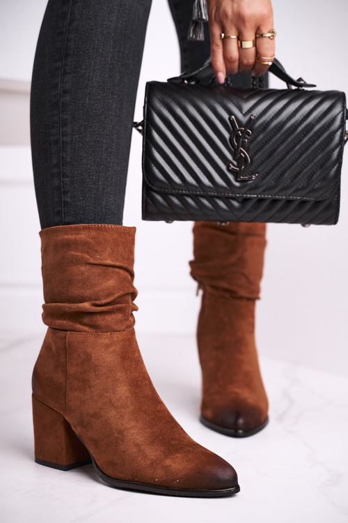 Dámské Kotníkové Boty Eko Semišové Camel Up Side