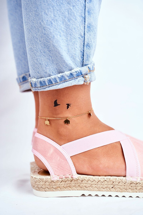 Dámske espadrilly s ružovým motívom -out