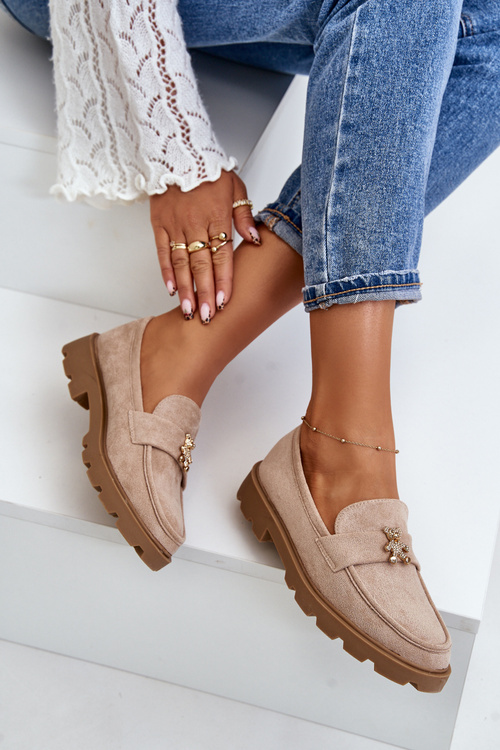 Eko Semišové Dámske Mokasíny S Medvedíkom Béžové Kaithra