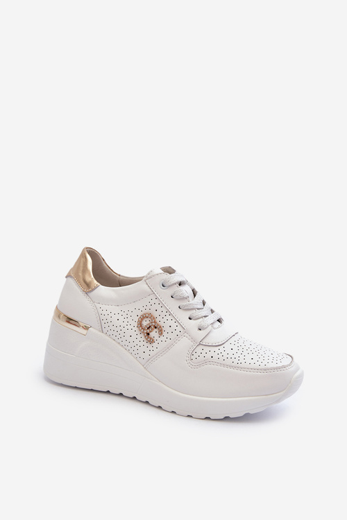 Dámské kožené tenisky na podpatku bílé D&A LR810