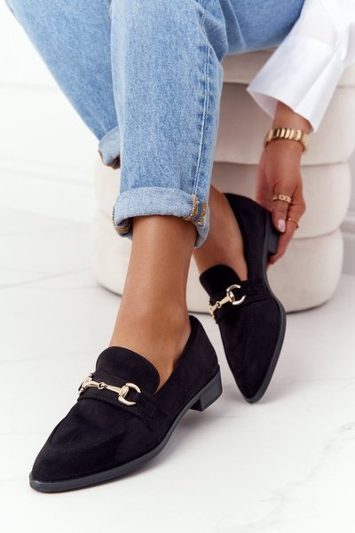 Elegantné ženské mokasíry S. Barski Black Suede