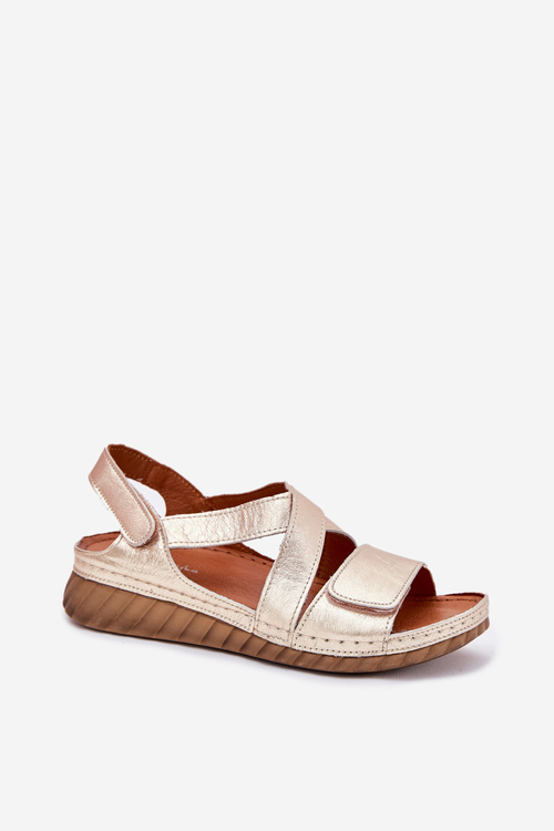 Kožené Dámske Sandále Na Suchý Zipper Maciejka L6848-25 Zlaté
