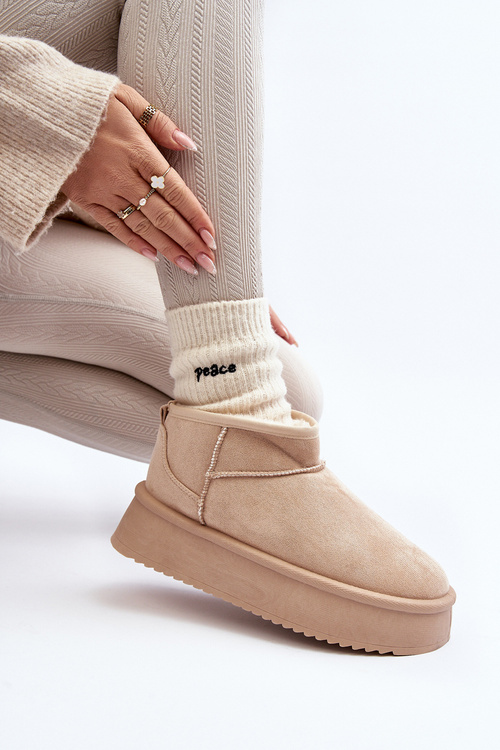Dámské Sněhule Na Hrubé Podrážce Beige Caliksa