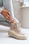 Béžové Dámske Šnurovacie Botky Rabaria