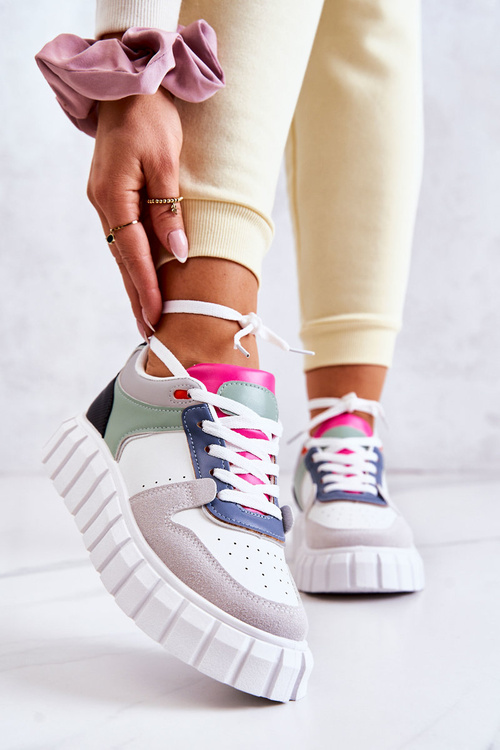 Dámska biela šedá florentská kožená športová topánka