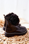 Dětské Boty Izolované Kožešinou černé Rosea